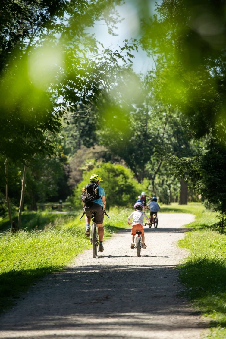 Family biking in Kowhai Park - Source: Discover Whanganui