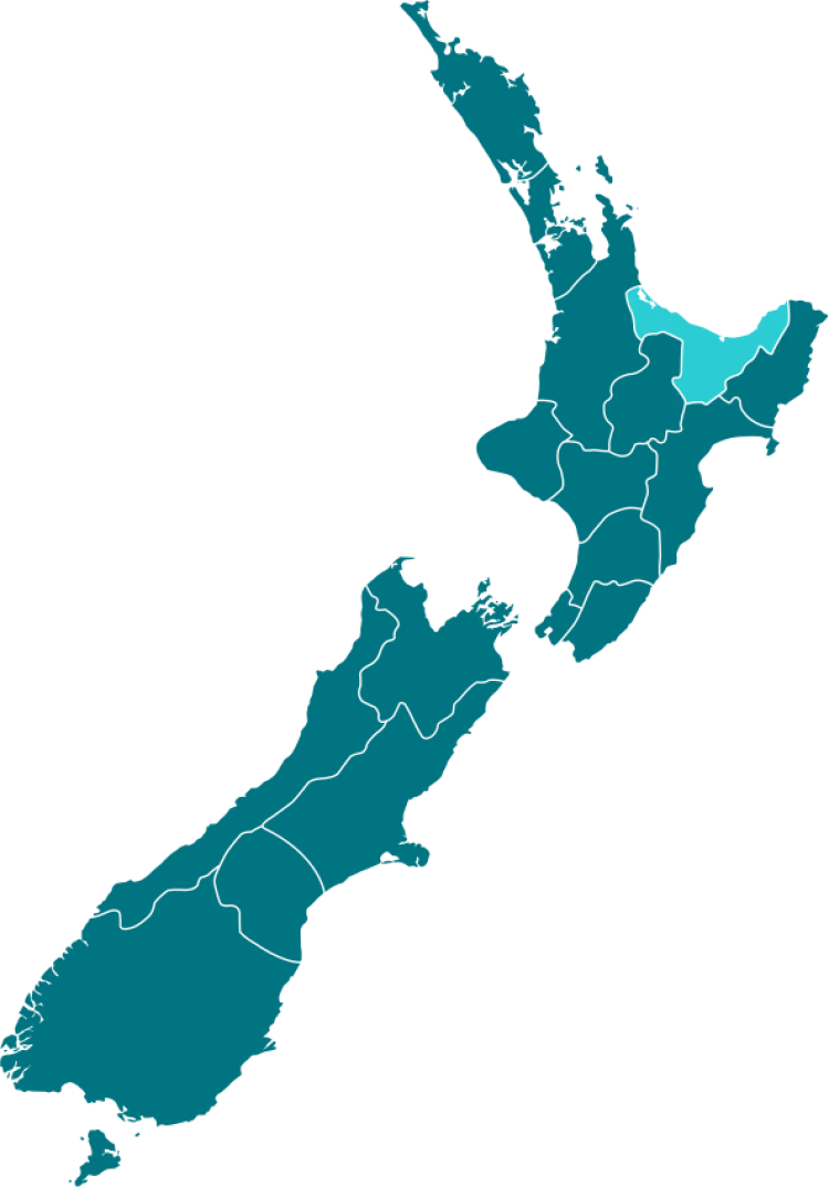 Bay of Plenty on the NZ map