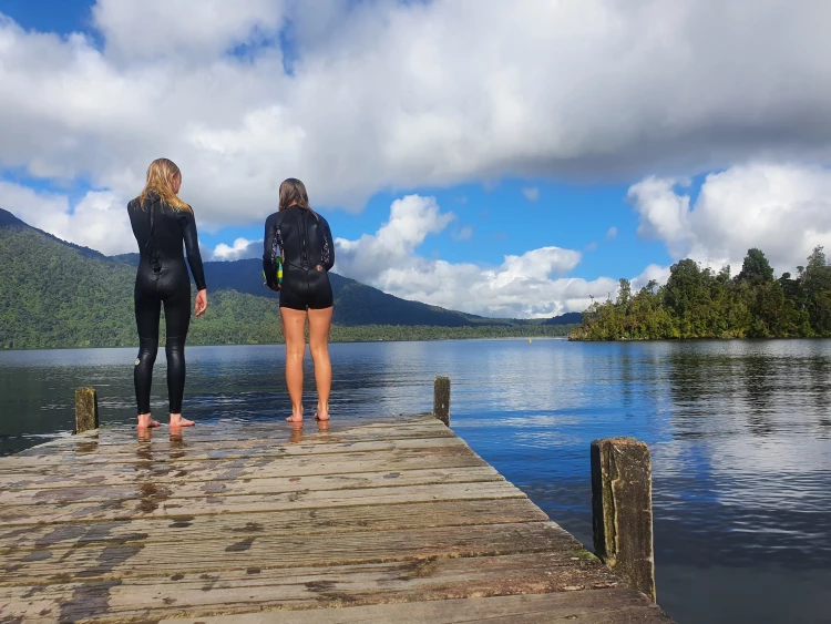 Friends jumping off the jetty in Canterbury | Source: staff photo