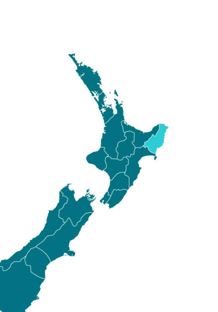 Gisborne on the New Zealand map