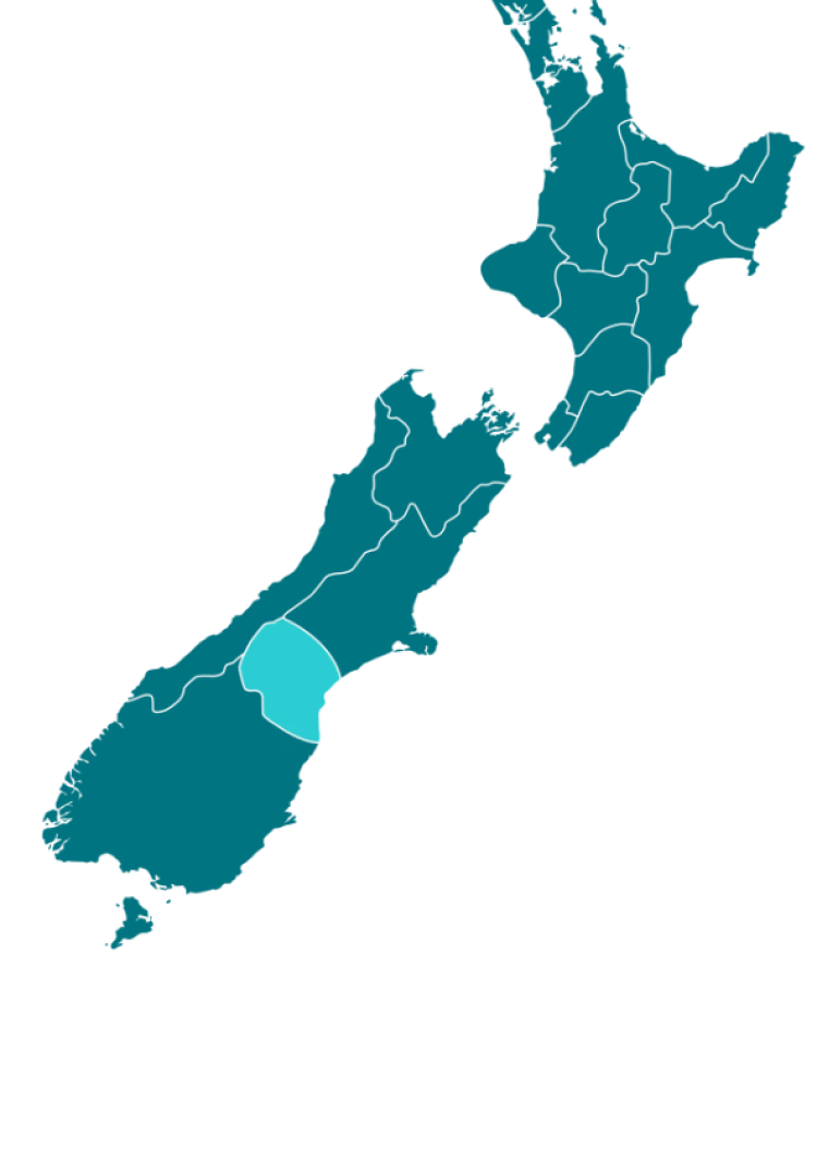 South Canterbury on the NZ map