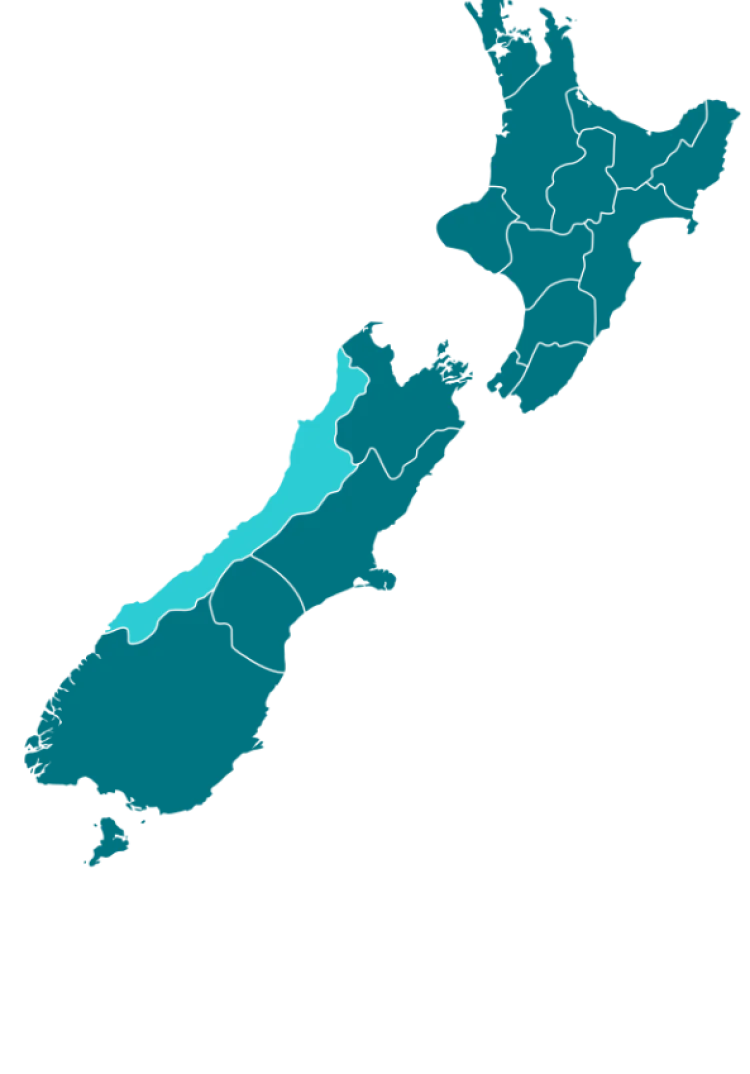Westcoast on NZ map