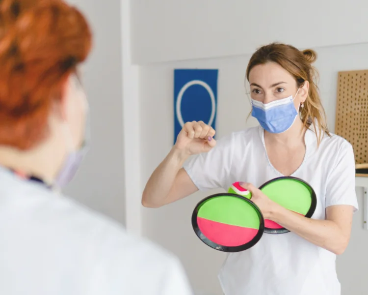 Occupational Therapist with props (stock image, landscape)