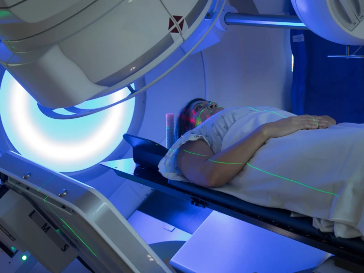 Radiation therapy - patient receiving treatment (stock image)