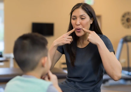 Speech Therapist with patient (stock image)