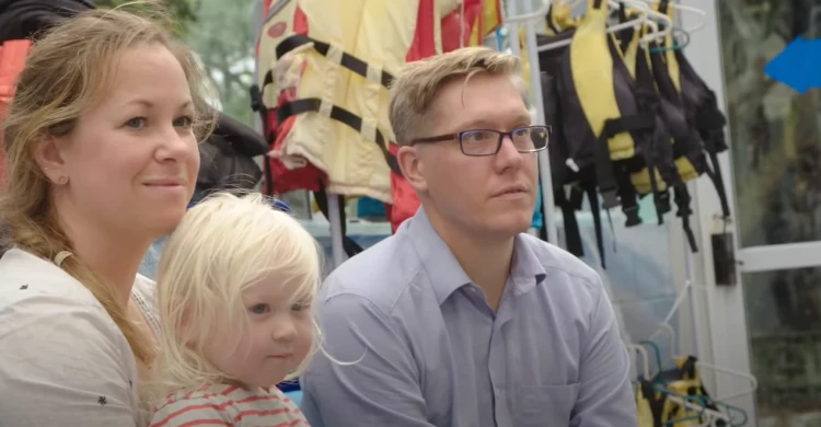 General Practitioners Sam and Katy sitting with their daughter gets interviewed about working in New Zealand