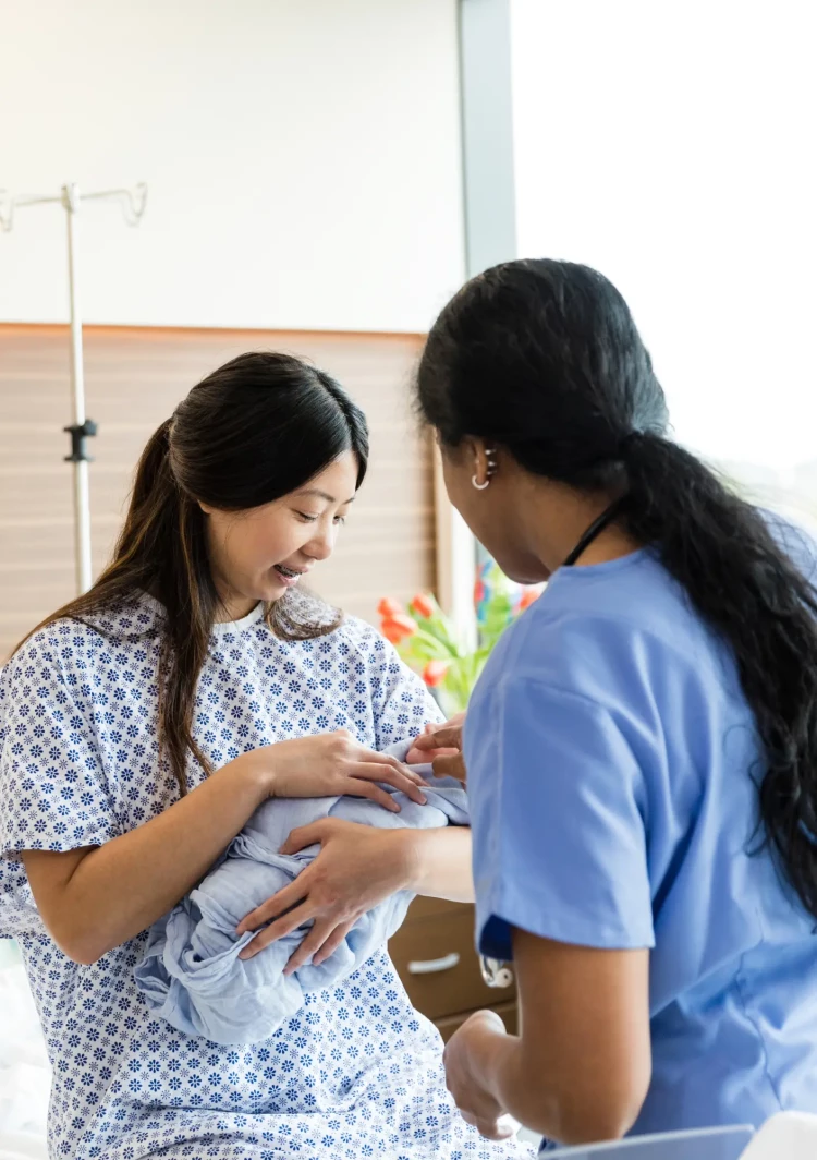 Midwife with patient